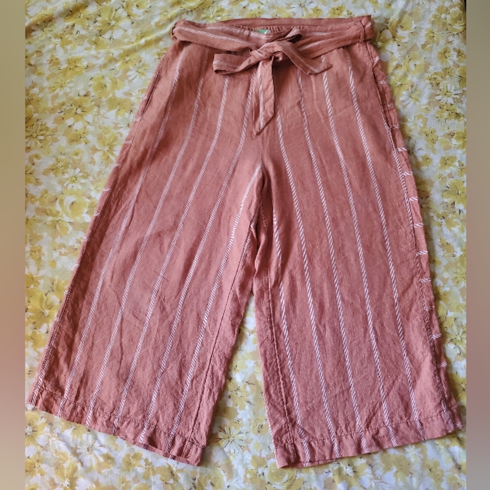 Anthropologie Striped Linen Wide Leg Pants